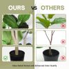 6' Tall Artificial Fiddle Leaf Fig Tree with Black Plastic Pot, Real Touch Indoor Plant