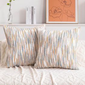 Set of 2 18" x 18" Yellow/Sienna Striped Chenille Accent Pillow Covers