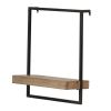 15.7" x 5.9" x 17.7" Iron and Wood Hanging Wall Shelf
