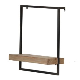 15.7" x 5.9" x 17.7" Iron and Wood Hanging Wall Shelf