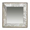 24" x 24" Antique Silver Square Mirror with Floral Accents