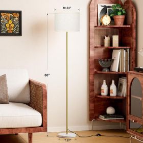 60'' Gold Floor Lamp with White Shade and Marble Base. Comes without bulb.