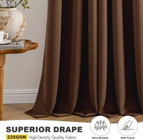 Mocha Brown Blackout Curtains. 63"L, 2 Panels