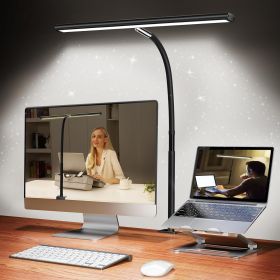 LED Clamp-on Desk Lamp. Stepless Dimming. Adjustable Flexible Gooseneck. Flicker-Free For Eye-Care.