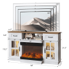 58" Black/Gold Oak Fireplace TV Stand with 25 Inch Insert, 2 Doors, 2 Drawers and Glass Shelves. 147.4 x 45 x 80 cm