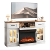 58" Black/Gold Oak Fireplace TV Stand with 25 Inch Insert, 2 Doors, 2 Drawers and Glass Shelves. 147.4 x 45 x 80 cm
