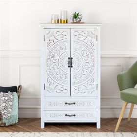27'' Versatile Rustic Wood Sideboard Pantry Cabinet. Solid wood and high-quality MDF