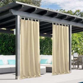 50” x 120” x 1.2” Beige Woolen Outdoor Curtain with Hanging Straps. Elegance and Durability.