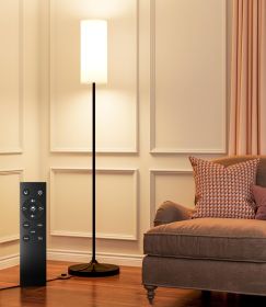 Dimmable Tall Floor Lamp, 12W Led Bulb with Lampshade, Foot Switch, Remote Custom Color Temperature