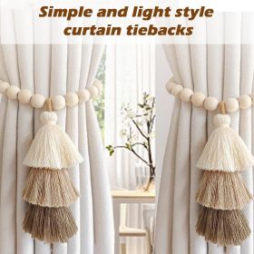2 Pcs Handmade Magnetic Wooden Bead Curtain Tassel Tiebacks.