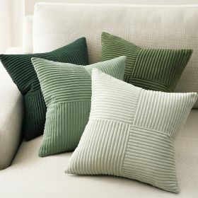 Set of 4 Topfinel Corduroy Sage Green Throw Pillow Covers
