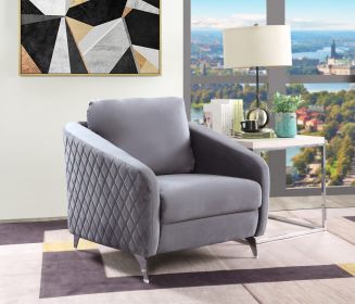 36" Sofia Gray Velvet Chic Accent Armchair