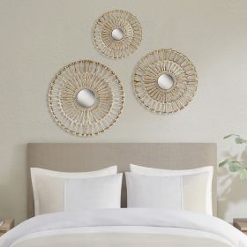 3-piece Set Round Natural Fiber and Mirror