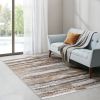 Earth Colors Themed Watercolor Textured Abstract Stripe Woven Area Rug