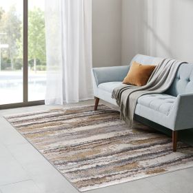 Earth Colors Themed Watercolor Textured Abstract Stripe Woven Area Rug