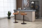 Set of 2 COOLMORE Modern Swivel Bar Stools. Wicker and Brown. Adjustable Counter Height Chairs with Footrest.