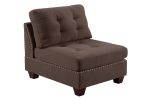 1 Piece Black Coffee Linen-style Upholstered and Tufted Armless Chair. Nail Heads and Wooden Legs.