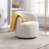 Ivory  Teddy Fabric Barrel Armchair Chair With Black Powder Coated Round Metal Swivel Bottom