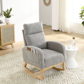 Welike 27.6"W Modern Accent High Backrest Living Room Lounge Arm Rocking Chair, Two Side Pockets