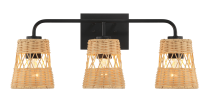 Moonlit Three Lights Wall Sconce With Rattan Shade
