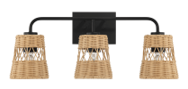 Moonlit Three Lights Wall Sconce With Rattan Shade