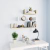 Set of 3 White Engineered Wood Shelves. Large, Medium, Small. Easy to Clean and Durable Engineered Wood.