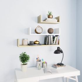 Set of 3 White Engineered Wood Shelves. Large, Medium, Small. Easy to Clean and Durable Engineered Wood.