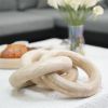 Hand-Carved Natural Wood 3-Link Decorative Round Chain Decorative Display
