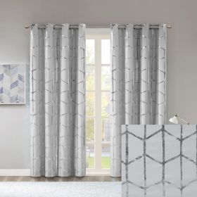 Total Blackout Metallic Print Curtain Panel with Grommet Top