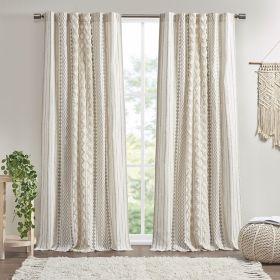 1 Panel Cotton Printed Curtain Panel with Chenille Stripe and Lining