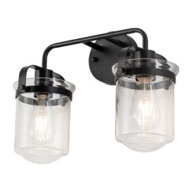Set of 2 Wall Sconces with Clear Glass Lampshades