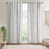 50"x 84" Imani Cotton Printed Curtain Panel with Chenille Stripe and Lining. White/Blue
