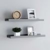 Set of 2 Grey Hanging Wall Shelves
