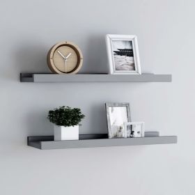 Set of 2 Grey Hanging Wall Shelves