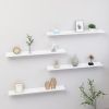 Set of 4 White Medium MDF Wall Shelf.