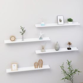 Set of 4 White Medium MDF Wall Shelf.