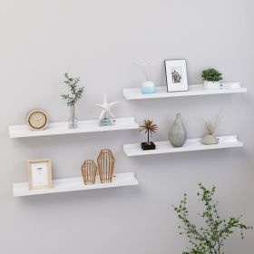 4 pcs 23.6"x3.5"x1.2" High Gloss White Wall Shelves