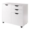 26.3"H x 30.7"W x 15.9"D White Winsome Wood Halifax Wide 2-Section Mobile Filing Cabinet.