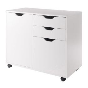 26.3"H x 30.7"W x 15.9"D White Winsome Wood Halifax Wide 2-Section Mobile Filing Cabinet.