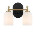 Vortex Two Lights Vanity Bathroom Mirror Wall Sconce With White Frosted Glass Lampshades