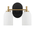 Vortex Two Lights Vanity Bathroom Mirror Wall Sconce With White Frosted Glass Lampshades