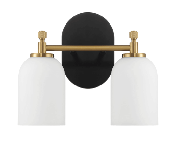 Vortex Two Lights Vanity Bathroom Mirror Wall Sconce With White Frosted Glass Lampshades