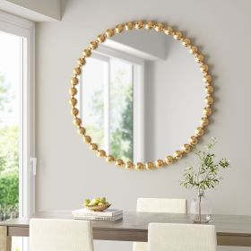 36" dimension Gold Beaded Round Wall Mirror