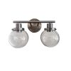 2-Light Black Wall Sconce Bathroom Vanity with Clear Glass Shade