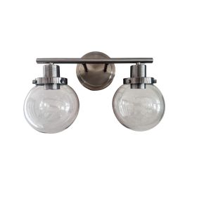 2-Light Black Wall Sconce Bathroom Vanity with Clear Glass Shade