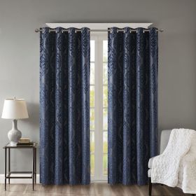 1  Panel Jacquard Damask Total Blackout Curtain, Top Silver Grommet