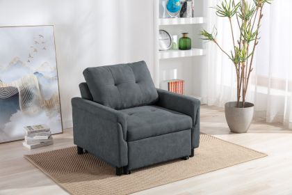 35" Hannah Dark Gray Woven Convertible Armchair