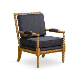 Charcoal Upholstery and Weathered Oak Spindle Chair