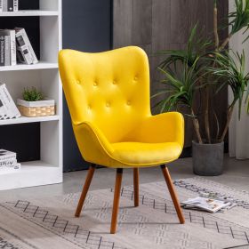 Yellow Doarnin Contemporary Silky Velvet Tufted Button Back Accent Chair
