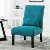 Teal Blue Pisano Contemporary Chenille Fabric Armless Accent Chair with Pillow.